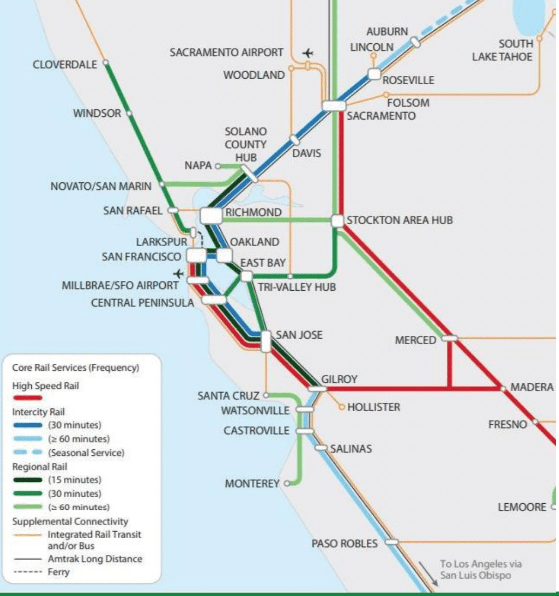 A breakdown of all the services slated for improvement under the state rail plan. Image: ACE