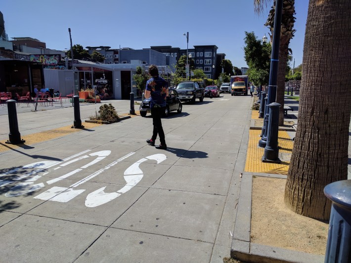 This short stretch of Octavia will be made car free. Photo: Streetsblog/Rudick