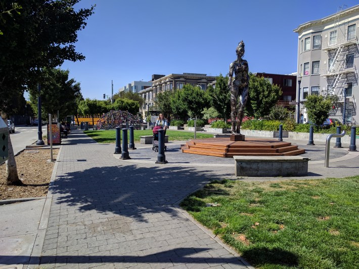 Formerly in the footprint of the Central Freeway, Patricia's Green and Hayes Valley is getting returned to the people. More spaces such as this can be liberated. Photo: Streetsblog/Rudick