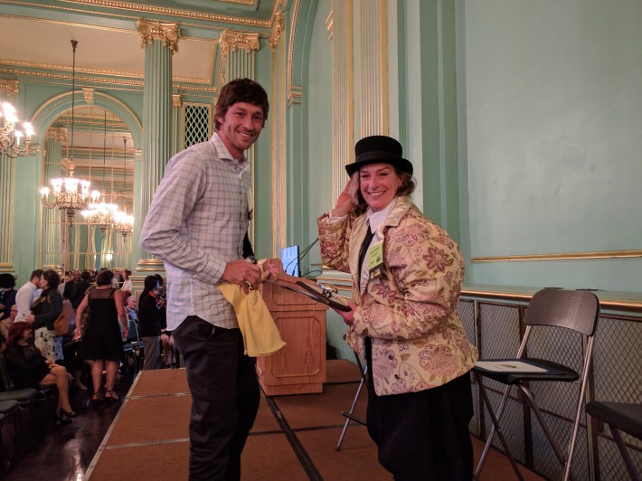 Matt Brezina and Maureen Presico at Thursday night's awards. Photo: Streetsblog/Rudick