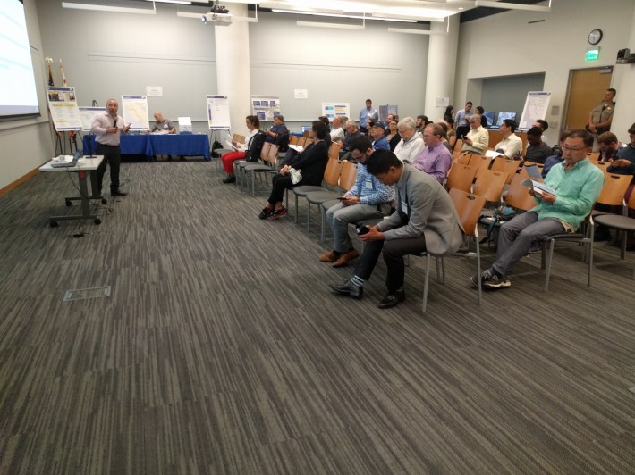 Some __ attended Monday evenings presentation on the last few details of California HSR's route through the Peninsula to San Francisco. Photo: Streetsblog/Rudick