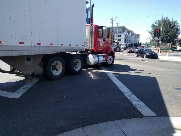 I know I can't trust Caltrans and ACTC to look after my safety, so I jumped onto the sidewalk to avoid getting crushed by this truck