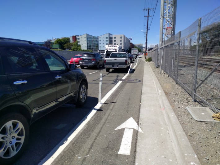 7th Street. Another bullsh*t "protected" bike lane. Photo: Streetsblog/Rudick