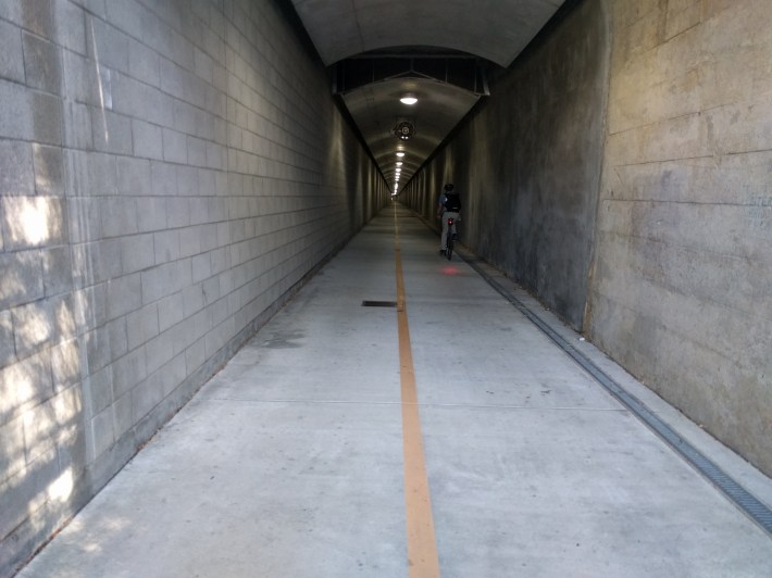 The bike tunnel that's parallels the SMART train between Larkspur and San Rafael