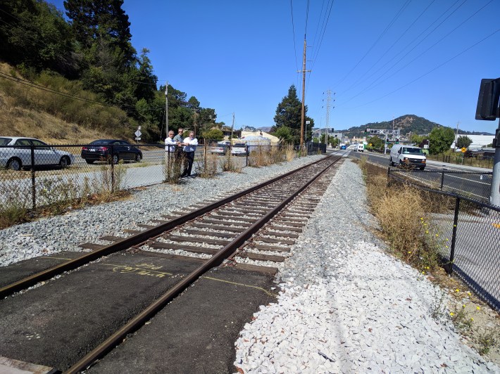 A look at the new tracks between Larkspur and San Rafael