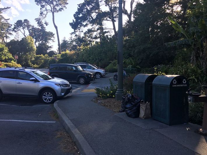 One of 13 parking lots tucked around the park, in addition to the street parking. Photo: Wikimedia Commons