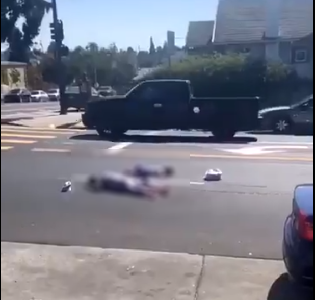 The victims where they were left on the pavement by the hit and run driver. Photo from twitter