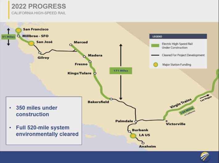 A map, provided by the CaHSRA at the meeting, of the system as currently planned