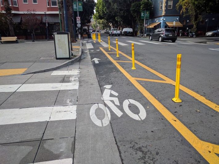 Bicycles are encouraged to cut through here to continue down Hayes or Octavia