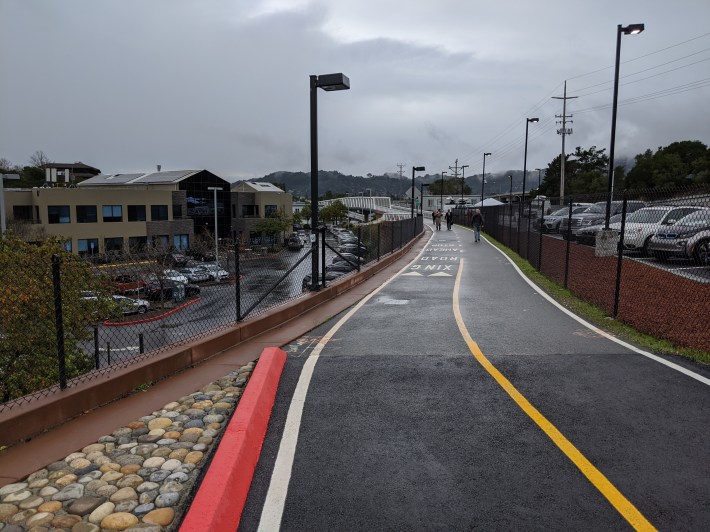 A short bike ride or longer walk down this path to the ferry connection from the station