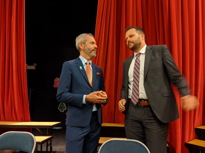 SFMTA Director Jeffrey Tumlin and Supervisor Matt Haney at last night's meeting