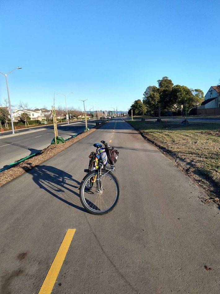 The "soft opened" section from Poggi to Main. Photo: Bike Walk Alameda's Denyse Trepanier