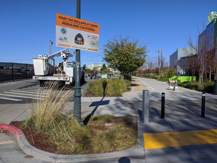 The installation sign gave a well-deserved shout-out to the advocacy work of Bike East Bay