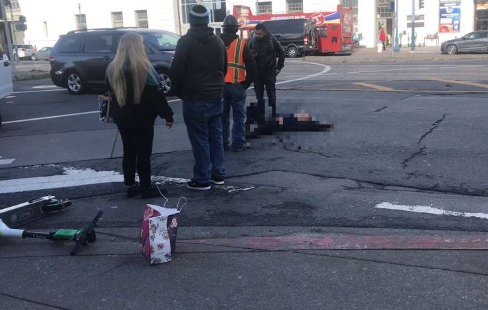 A security guard provided video of the aftermath of the latest causality of the Embarcadero's sub-par infrastructure.
