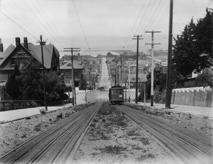 Looking Down the Hill at FIllmore Street | Circa July 1903. Image: SFMTA