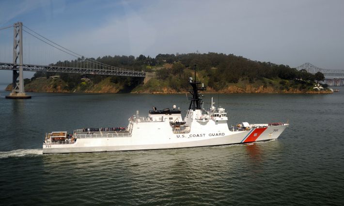 A picture of the Waesche, a cutter stationed at Coast Guard Island in the Oakland estuary. It is 54 feet wide. Photo: Wikimedia Commons