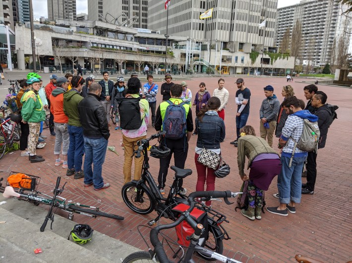 Mourners and advocates came to remember Tess Rothstein. Photo: Streetsblog/Rudick