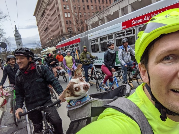 A selfie by Taylor Ahlgren (and his dog ???) during Sunday's memorial ride