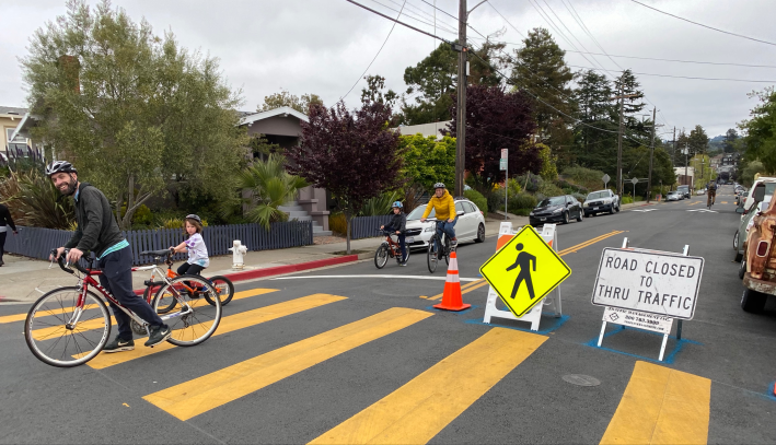 One of Oakland's 'Slow Streets,' at Shafter and 42nd. Silicon Valley residents want similar policies in their neighborhoods. Photo: OakDOT