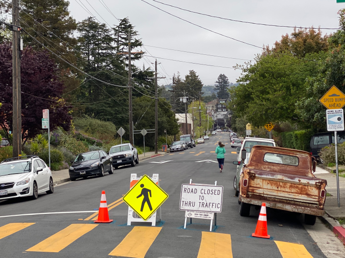 A typical 'slow street' treatment, seen here in Oakland, which pioneered the idea. Photo: OakDOT