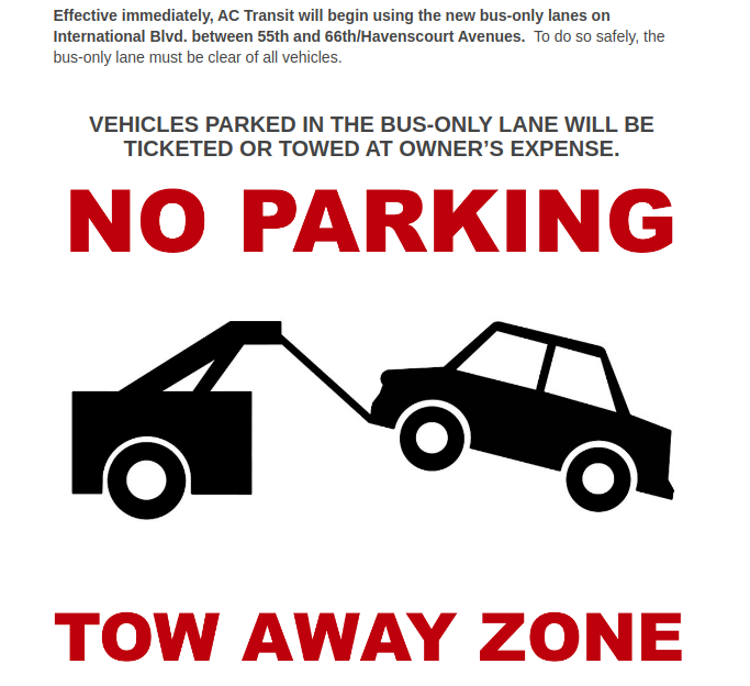 Part of a flyer warning motorists to stay out of the dang bus lane. Source: AC Transit