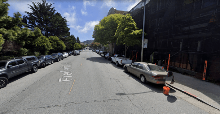 The 600 block of Frederick Street, near where Devlin was killed Friday. Image: GoogleMaps