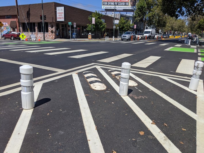 the bumps keep motorists from turning too tightly.