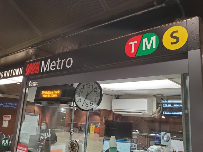 A sign for the new T/M line in the subway. Photo: Jeffrey Tumlin