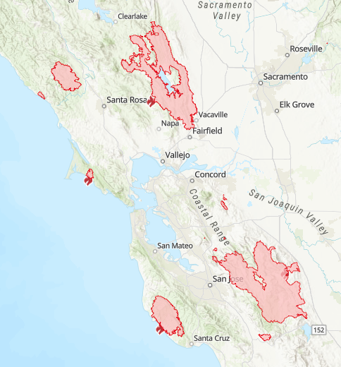 Updates from Cal Fire, as of midday Tuesday. Image: Cal Fire