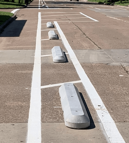 An example of the quick build curbs that will be used in the initial installation. Photo: SJDOT