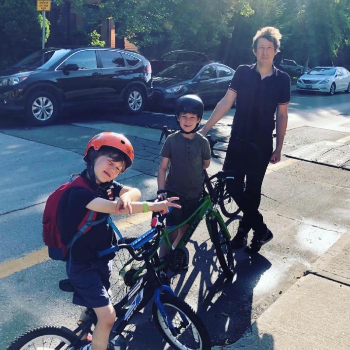 Adman Tom Flood with his kids in Ontario, Canada. Photo: Flood