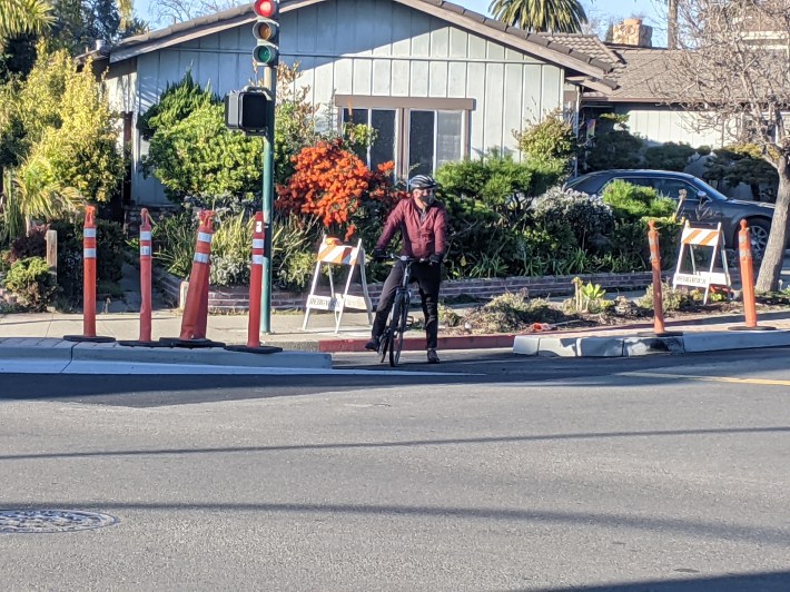 Cyclists are learning to use the new, not-yet-complete facility