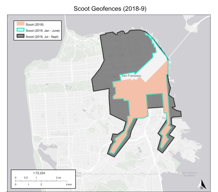 A look at scooter expansion in San Francisco and area's excluded, from the Berkeley study