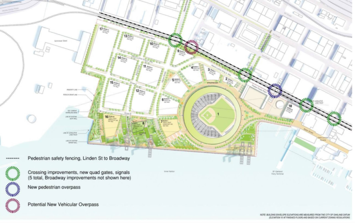 A look at the proximity of the tracks and existing and upgraded crossings. Image: MLB