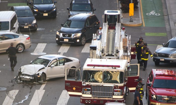 The aftermath of last year's crash at Hayes and Polk. Photo: Zach Lipton