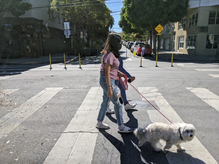 A diverter at Shotwell and 17th prevents through traffic and left turns onto Shotwell