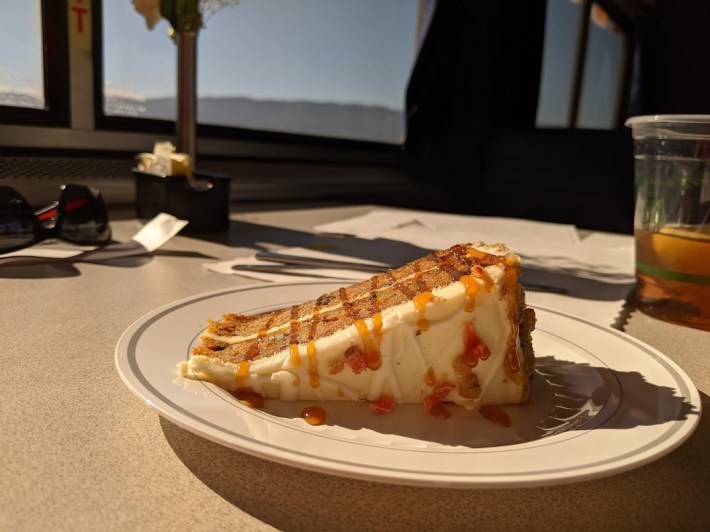 Carrot cake on a train. What could be finer? Photo: Streetsblog/Rudick
