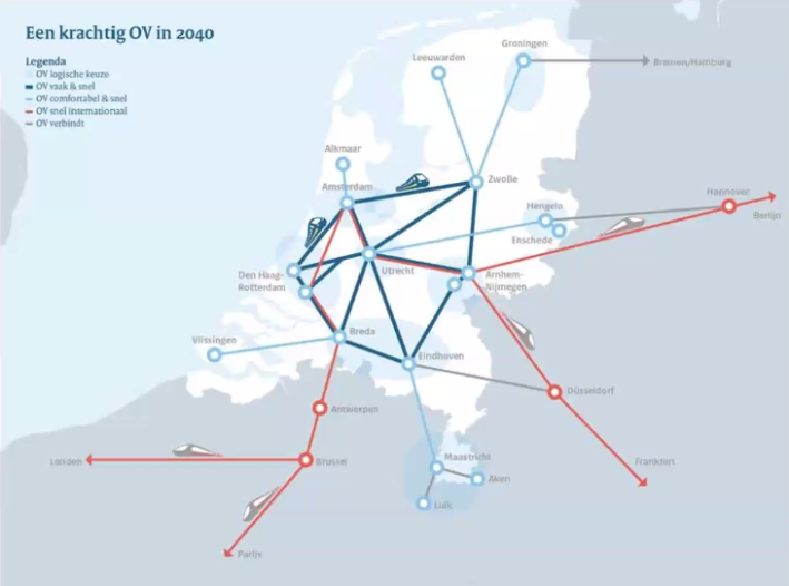 A regional transit vision of the Netherlands. Image: Goudappel