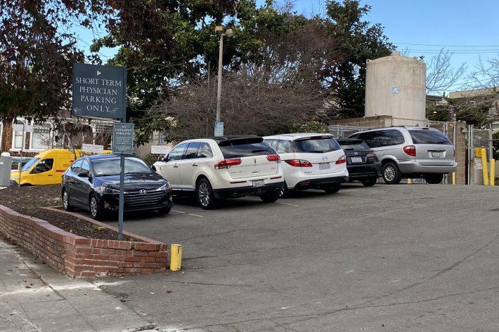 Physician parking near the oxygen tank. Photo: Melanie Curry