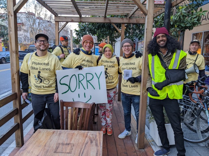 The group of demonstrators. Photo ;Streetsblog/Rudick