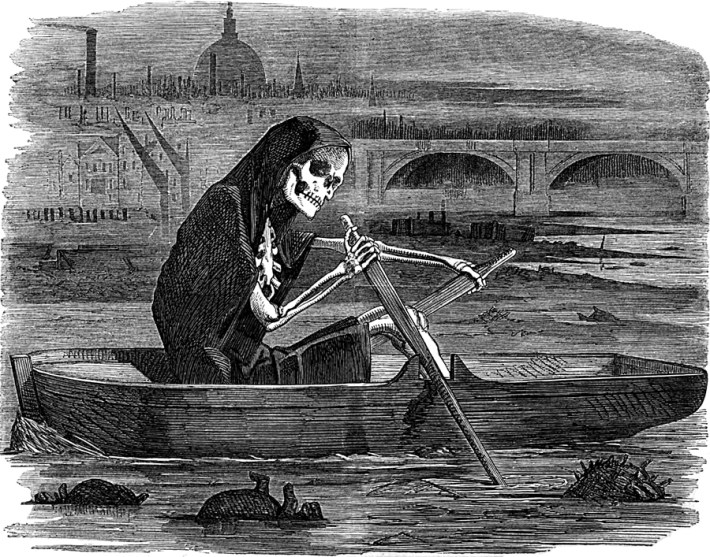 Streetsblog's impression of the TI ferry. "Death as a ferryman", a satirical drawing from Punch, 1858