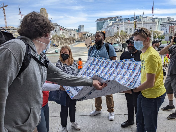 Advocates bringing the post cards in to Supervisor Connie Chan, who wants to put cars back on all of J.F.K.