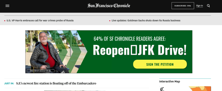 A screenshot of the Chronicle's ad.