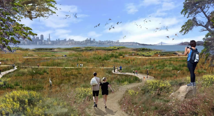 A rendering of the huge park that will be the center piece of Treasure Island's new developments
