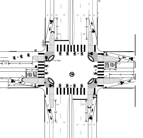 A diagram of the intersection at 27th. OakDOT
