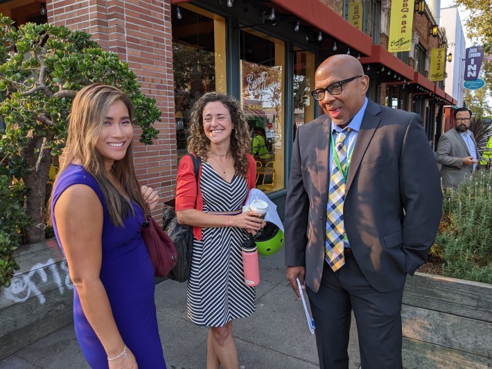 US DOT's Lynda Tran, Nicole Ferrara, and Fred Kelley Friday morning before the tour. Photo: Streetsblog/Rudick