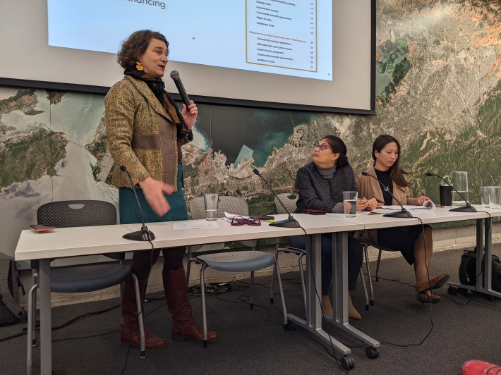 Kate White, Geeti Silwal, and Teresa Jan at Thursday's SPUR talk. Photo: Streetsblog/Rudick