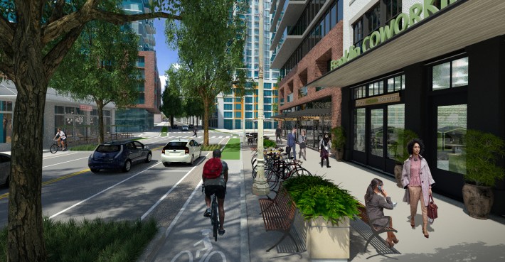 A rendering of a future Franklin Street from the downtown specific plan.