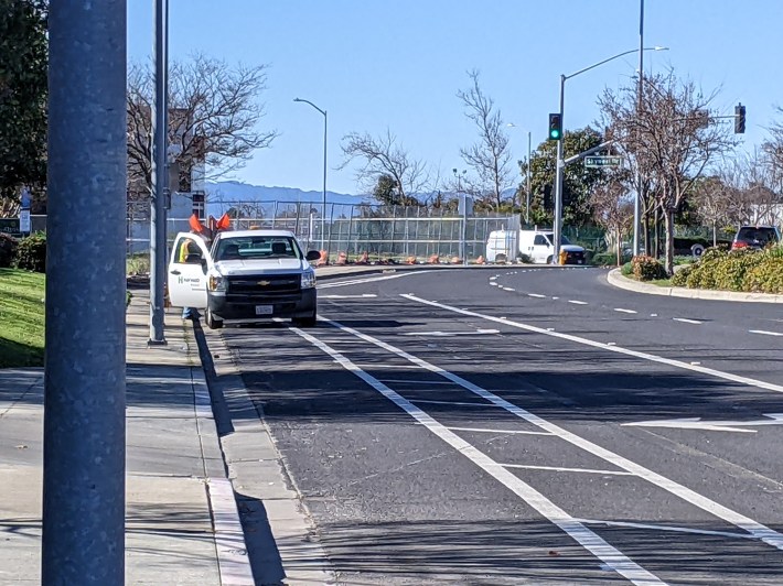 And of course a truck parked in the bike lane entering the not-really-protected-protected interesection