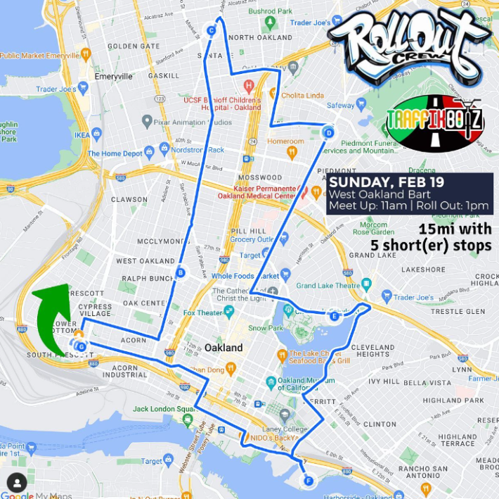 A map of the ride. Image: Roll Out Crew's Instagram